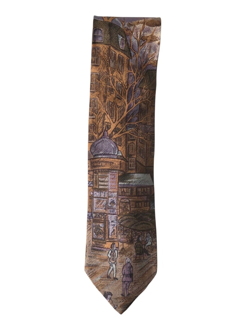 SECOURS Authentic Vintage Paris French Scenary Silk Necktie Made In Italy NWOT
